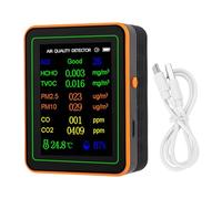Akozon Detector de Calidad del Aire CO2 TVOC HCHO PM2.5 PM10 Pantalla de Color del Probador para Aplicaciones Interiores (naranja negro)