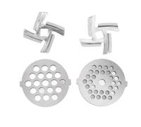 Akozon Discos y Cuchillas de Placa para Picadora de Carne de Acero de Primera calidad: 2 Cuchillas Afiladas para Moler y 2 Placas de Corte para Moler Procesar Alimentos Versátiles