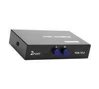 Akozon Divisor Conmutador VGA 2 en 1, Sincronización de Datos Caja de Conmutador de Monitor VGA con 2 Entradas y 1 Salida para Pantalla VGA, XVGA, SVGA, UXGA y Multisync