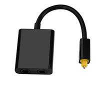 Akozon Divisor Toslink 1 en 2 Salidas, Cable Adaptador de Divisor de Audio Salida óptica Digital Toslink de Doble Puerto Negro (Negro)
