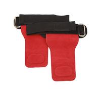 Akozon Empuñaduras de Levantamiento de Pesas con Correas para la Muñeca, de Levantamiento Muerto de Piel de Vaca de Doble Capa para Gimnasio, Diseño de Puntada Antideslizante, Gancho y Bucle, (rojo)