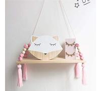 Akozon Estante de Pared Estilo INS - Estante para Colgar Deco con Cuerda y Tabla de Madera para la Decoración del Dormitorio de Princesas (Pink)