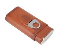 Akozon Estuche para Cigarros de 3 Dedos con Cortador - Porta Cigarros Portátil de Cuero Brillante para Viajes - Cubierta de Hierro y Diseño de Gran Calibre para 3 (Brown)