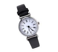 Akozon Exquisito Pequeño Simple Moda Mujer Vestido Reloj Retro Cuero Mini Reloj de Pulsera Negro (Cinturón Negro y Plato Blanco.)