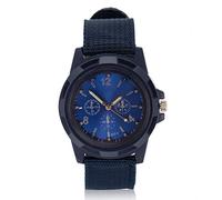 Akozon Filfeel Relojes, Reloj de Pulsera Militar con Correa de Nailon Redonda Reloj (Negro) Reloj de Pulsera Analógico Electrónico (SWI Azul)