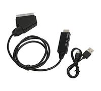 Akozon Fuente de Alimentación DC5V, Adaptador Convertidor SCART a 1080P, Convertidor de Interfaz Multimedia SCART a HD Cable Adaptador de Interfaz Multimedia HD 1080P a para Sonido y Vídeo DC 5V