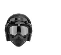 Akozon Gafas de Medio Casco de Cara Abierta de Cuero PU, Casco Clásico Retro Ligero, para Ciclistas de Turismo y Bicicleta (Anti-Cuero Negro)