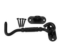 Akozon Gancho con ojal,Gancho de cabina de acero inoxidable Color negro 201 y cerradura de pestillo para ventana de puerta de puerta de cobertizo