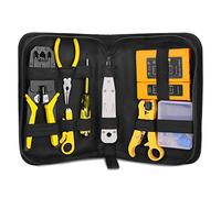 Akozon Handskit-Herramienta de Pelado y Corte de Prensado 3 en 1 con Probador de Cables para Conectores Rj45 Rj11 Rj12 Cat5 Cat5E, Kit de Alicates de Reparación