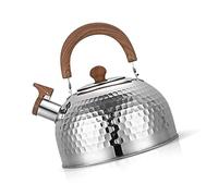 Akozon Hervidor con Silbido de Acero - Tetera de Fondo Plano de Gran Capacidad de 2 Litros para Cocinas de Inducción y Gas, Agua de Ebullición Rápida, Diseño Liviano y Elegante (Martillo)