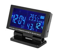 Akozon Higrómetro de Reloj Digital para Automóvil con Pronóstico del Tiempo y voltaje: Pantalla LCD Grande para Vehículo, Hora de 12/24 Horas, Grados Celsius/Fahrenheit, Función de Alarma