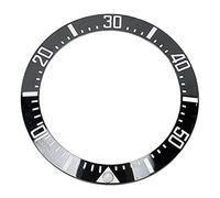 Akozon Inserto de Bisel de Reloj, Accesorio de Repuesto de Reparación para Inserto de Relojero, Anillo de Cerámica de 40 Mm (Caracteres blancos Dorso negro)