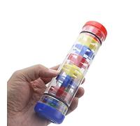 Akozon Instrumento Musical Juguete de Palo de Lluvia - Coctelera de Palo de Lluvia para Niños - Sonajeros y Anillos de Felpa (2 Sección)