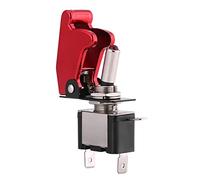 Akozon Interruptor Basculante LED para Coche de Carreras de 12V 20A con Cubierta Roja para Encendido, Ventiladores y Luces Críticas - Control de Encendido/apagado SPST