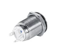 Akozon Interruptor de Botón LED de 12 Mm para Automóvil, Interruptor Momentáneo de Metal con Diseño Impermeable y Terminales de Latón, Iluminación Roja para Accesorios de Automóvil (BLUE)