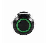 Akozon Interruptor de Botón Momentáneo Led de 12Mm para Coches, Caja de Metal Negra con Diseño, Clasificación 2A, Contactos Chapados en Latón, Interruptor de Palanca (GREEN)