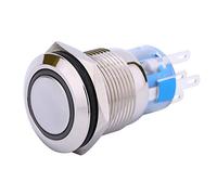 Akozon Interruptor de Palanca de Luz Led Azul, Pulsador de Metal de Ojo de Ángel de Alimentación Automática de 12V, 19Mm Ap, Resistente Al Agua, Fácil de Instalar