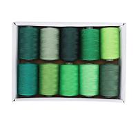 Akozon Juego de 10 Rollos de Hilo de Coser Verde, Accesorios de 1000 Yardas por Carrete para Máquina de Bricolaje Doméstica