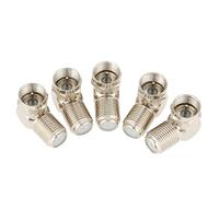 Akozon Juego de 5 Conectores Coaxiales Premium, Conector de TV en ángulo Recto, Conector de TV Tipo F Robusto, Conector de Antena de TV Macho a Hembra, Latón Niquelado de Alta