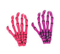 Akozon Juego de 6 Pinzas para el Pelo con Forma de Esqueleto de Manos, Horquilla de Mano con Calavera de Terror en Rosa, Rojo y Morado con Patrón único para Halloween, Cosplay,