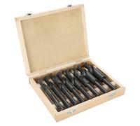 Akozon Juego de Brocas de Acero de Vástago Reducido de Primera Calidad, 8 Piezas, Brocas Helicoidales de 14-25 Mm con Estuche de Almacenamiento de Madera