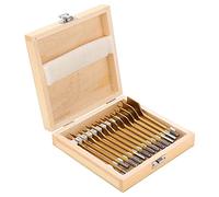 Akozon Juego de Brocas Planas de Acero con Alto Contenido de Carbono, Perforadora Manual Eléctrica, Vástago Hexagonal de 1/4 Pulgadas, 13 Uds., Perforación de Madera y