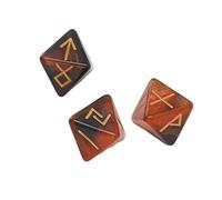 Akozon Juego de Dados de Runas de 8 Caras de 3 Piezas: Dados Poliédricos de Adivinación y Aprendizaje de Astrología Mística para Adultos con Colores Vivos para una Visión (Oro Negro)