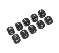 Akozon Juego de Dados Numéricos de 20 Piezas de 16 Mm, Dados Poliédricos de Plástico de 6 Caras para Aprendizaje Interactivo de Matemáticas y Juegos de Mesa (Black)