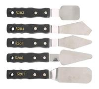 Akozon Juego de Espátula y Cuchillos de Paleta de 5 Piezas, de Madera Negra, Hoja de Cuchillo de Acero Inoxidable para Pintura Al óleo y Acrílica, Ideal para Artistas
