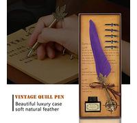Akozon Juego de Inmersión Antiguo, Europeísmo, Pluma Retro Vintage, Puntas de Metal, Escritura de Caligrafía - Productos (Violeta)