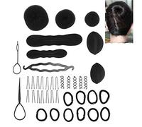 Akozon Juego de Kit de Accesorios Peinado Akozon 12pcs, Herramienta Salón Trenza Giro Cabello Bricolaje para Peinados Diversos-profesional y No Tóxico (Conjunto negro de 12 piezas)