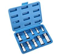 Akozon Juego de Llaves de Vaso de 10 Uds., 12 Puntos, Triple Punta Estriada, M4-M18, 1/4 ", 3/8", 1/2 ", Kit de Herramientas de Reparación para Mecánica Automotriz