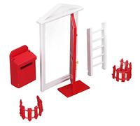 Akozon Juego de Mini Puertas de Madera: Pequeña Puerta de Hada de los Dientes Bellamente Diseñada para Casa de Muñecas 1:12 con Colores Vivos y Accesorios Encantadores (Rojo)