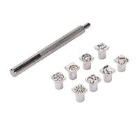 Akozon Juego de Punzones de Patrón de Cuero con 8 Diseños únicos y Agarre Ergonómico para Herramientas de Estampado de Cuero de Bricolaje - Sellos de Metal de Acero de Aleación para Artesanía en y Más