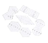 Akozon Juego de Reglas de Trabajo de Parches, Herramienta de Costura Hexagonal de Pentágono Doble Redonda Manual, 5 uds., Regla Acrílica, Márgenes de Costura y Creación de Patrones