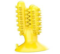 Akozon Juguete para Masticar con Cepillo de Dientes para Perros con Dispensador, Palo Interactivo para Cachorros y Perros, Material TPR Seguro, Montable en Pared/Suelo, Azul (Yellow)
