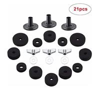 Akozon Kit de Almohadilla de Tambor de 21 Piezas de Plateado sin Deslizamiento de Plateado y Accesorios de Reemplazo, Set para Bateristas