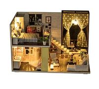Akozon Kit de Casa de Muñecas Akozon Wood Craft - Modelo de Ensamblaje de Casa de Muñecas de Estilo Simple con Muebles para Juego Creativo