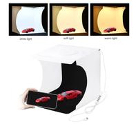 Akozon Kit de Estudio Fotográfico con Caja de Luz Plegable Portátil con Luces LED, 6 Fondos y Cable USB, Ideal para Fotografía de Artículos Pequeños