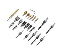 Akozon Kit de Herramientas de Chaflán de Carpintería de 23 piezas: Brocas de Taladro de Anticipación y Cortadores de Enchufe para Perforación y Corte de Precisión