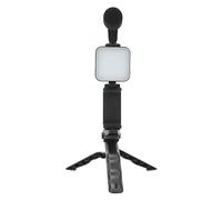 Akozon Kit de Luz LED para Vídeo y Teléfono con Trípode, Clamp/Holder para Teléfono y Luz de Relleno de 6500K para Transmisión en Vivo Grabación de Vídeo