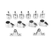 Akozon Kit de Montaje de Tapa Bimini, 12 Piezas, 6 Mordazas Deslizantes + 4 Tapas de Extremo de Ojo + 2 Bisagras de Cubierta, Herrajes para Barcos Marinos de 3 Arcos,