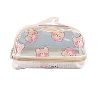 Akozon Lápiz Transparente de Gran Capacidad - Bolsa de Papelería Transparente con Dibujos Animados de Lápiz con Viaje de Maquillaje para Estudiantes Escolares (Yellow)