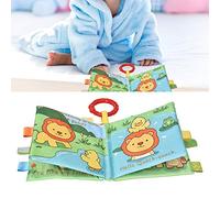 Akozon Libro de Sonajero de Tela Suave de bebé - Lion - Libro de Cuentos de Infantil Juguete de Desarrollo de Aprendizaje Temprano para Bebés de 6 Meses o Más (León)