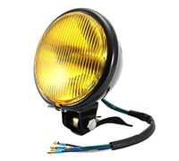 Akozon Linterna de la Motocicleta Universal Retro Negro Shell Amarillo Lente Faros Faros Delanteros de la Motocicleta Lámpara Bombilla