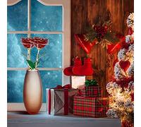 Akozon Love Forever Tallo Largo Adorno de Lámina de Oro de 24K Flor Roja El Mejor Regalo para El Día de San Valentín, Regalos Roja de 24K para Ella