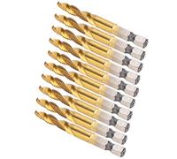 Akozon Macho de Roscar con Vástago Hexagonal Broca M6 5.0 10 Piezas Macho de Flauta en Espiral con Revestimiento de Ti de Acero de Alta Velocidad para Acero Al Carbono Cobre Aleación de Aluminio