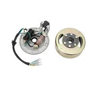 Akozon Magneto Stator Flywheel Rotor Kit Cobre Aluminio Start Motor Magneto Estator Plate Magneto Flywheel para Start Motor Pit Pro Pit Bike
