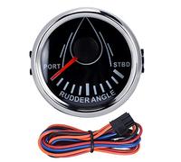 Akozon Medidor de ángulo de Timón de Barco Indicador de Timón Medidor de ángulo de Dirección 52 Mm 0-190 Ohmios 9-32 V IP67 Motor Paso a Paso Vidrio Curvado Luz de (Cubierta plateada con esfera negra)