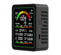Akozon Medidor de Calidad del Aire, Monitor de CO2 Medidor de TVOC Detector de COV Probador de Calidad del Aire CO Ruido Temperatura Humedad Pantalla LCD Batería de 2000 MAh para el Hogar